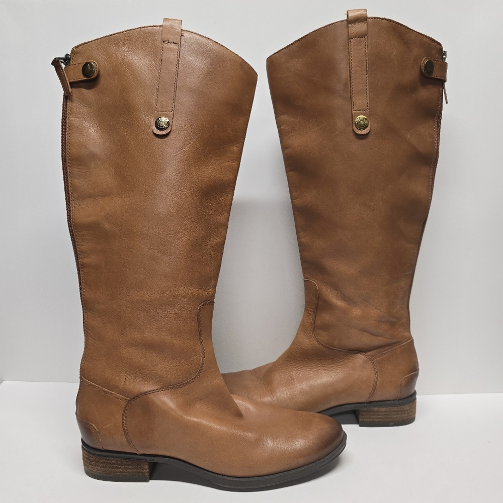 Sam Edelman Tall Leather Riding Boots in Cognac Brown